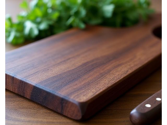 Thick walnut cutting board with rich grain